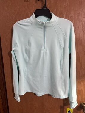 NEW Vively Mint Green Quarter Zip Athletic Top Recycled Polyester Size Large